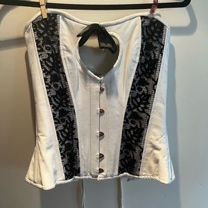 Black and white corset with heart shaped cutout